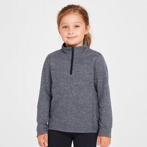 Athletic Works Pullover Top Mock Neckline Half Zip Long Sleeves Black Medium 7-8